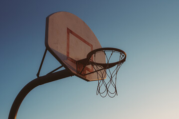 basketball goal at dusk