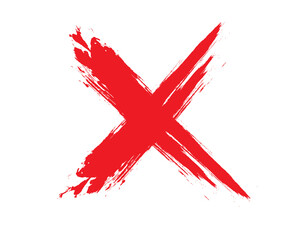 red cross mark brush, hand drawn red sticker © Sigit