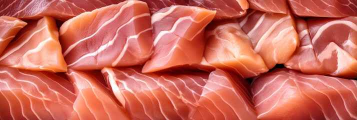 SALMON OR TUNA FILLET, CLOSE-UP, MACRO, HORIZONTAL IMAGE, legal AI