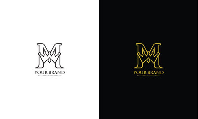 Crown letter M logo. Vector graphic design