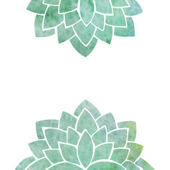 Silhouettes of turquoise stylized flowers with watercolor texture