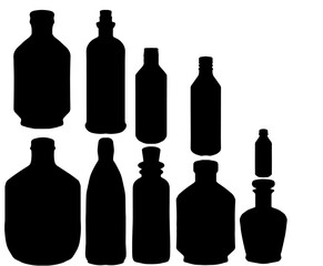 a set of bottles silhouettes
