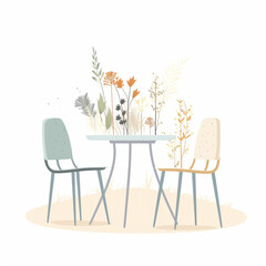 Garden Table and Chairs Cartoon Illustration - Al Fresco Dining