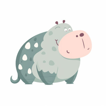 Hippopotamus Cartoon Illustration - Playful Jungle Artistry