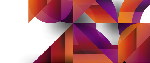 Geometric fusion - abstract harmony of triangles and circles in minimalist background design. Shapes and lines design for wallpaper, banner, background, landing page, wall art, invitation, prints