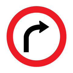 Turn right arrow vector icon sign on white background