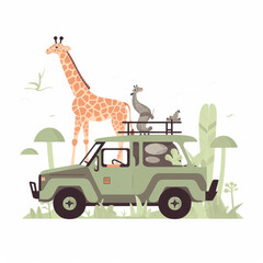 Safari Adventure Cartoon Illustration - Explore the Wild in Artistic Style