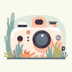Underwater Camera Cartoon Illustration - Capturing the Depths in Art