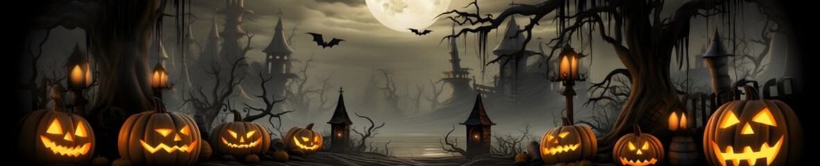 October's Whisper: Jack O' Lanterns Aglow, the Spirit of Spooky Halloween Emerges