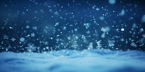 Fotobehang christmas snowy winter snowflakes falling background cinematic © Young