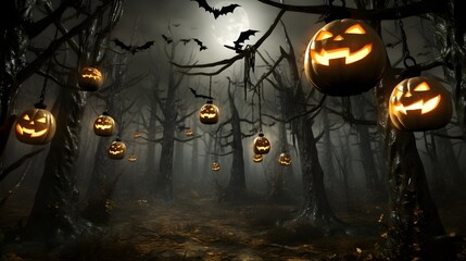 October's Whisper: Jack O' Lanterns Aglow, the Spirit of Spooky Halloween Emerges