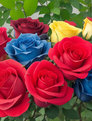 A group of colorful roses
