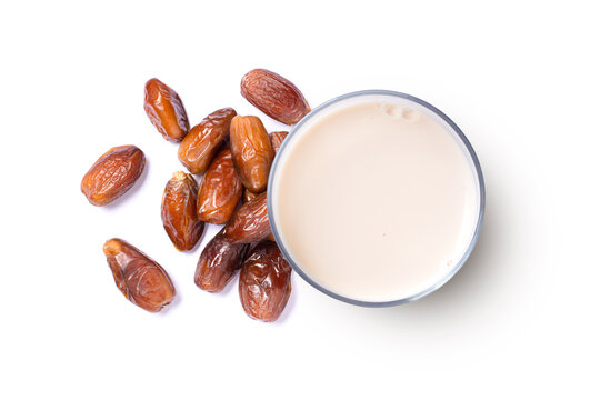 Date fruit with glass of milk