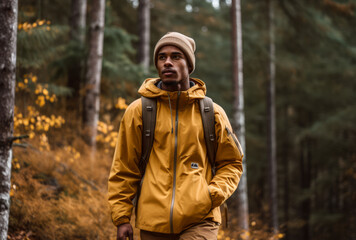 Hiker in the middle of the forest