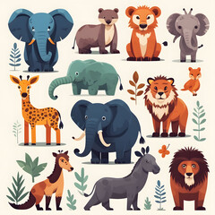 Fototapeta premium wild animals 2d vector art