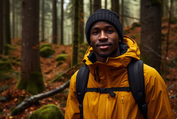 Hiker in the middle of the forest