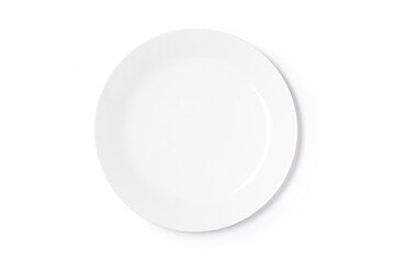 Empty white plate isolated on white background