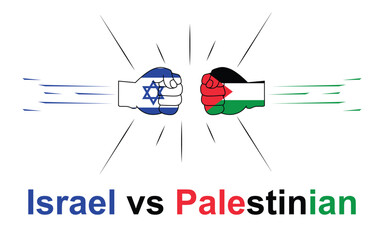 Israel vs Palestinian conflict with fist power