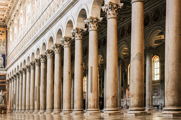 Colonnade in main nave of Saint Paul Outside the Walls