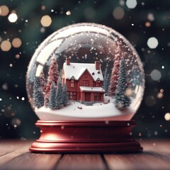  red and white Christmas with snow globes clear - obrazy, fototapety, plakaty