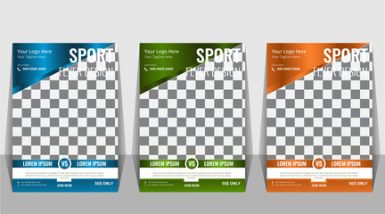 Design of flyers with green shapes for sports event, Modern flyer design with vector element and abstract shape.  - obrazy, fototapety, plakaty