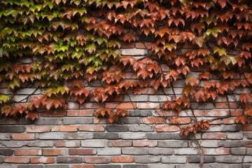 red and green ivy over thin bricked wall