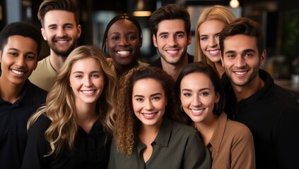 Fototapeta premium Portrait of young businesspeople in office. Successful teamwork concept