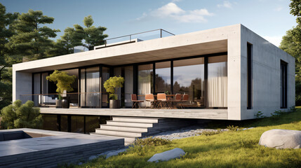 3d rendering of modern concrete building