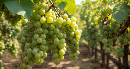 Fototapeta premium green grapes on vine