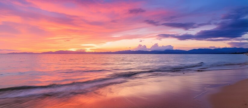 Gorgeous sunrise and serene sunset on Koh Samui island in Thailand with stunning colors reflecting on the sea and sky With copyspace for text