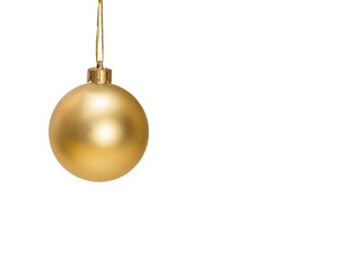 Golden Christmas Ball isolated. Christmas card