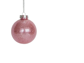 Pink Christmas Ball isolated. Christmas card