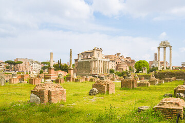 View of the roman forum from the julia basilica