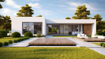 Fototapeta premium 3d rendering of white modern house