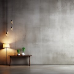 Minimalist A4 Landscape Concrete Background with Top Right Corner Wall Light