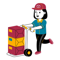 young woman courier vector illustration