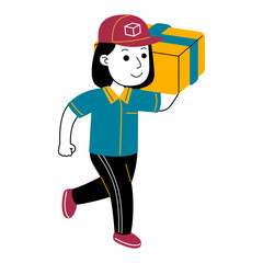 young woman courier vector illustration