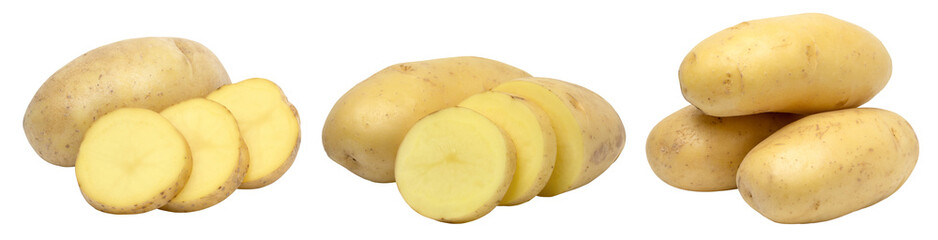 young potatoes and sliced isolated, transparent PNG, collection, PNG format, cut out