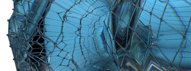 Elegant and Modern 3D Rendering Abstract Background of Blue Mesh Refreshing and Fresh Crystal