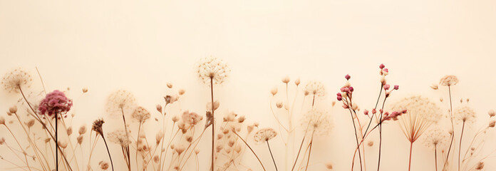 Dried flowers allium on beige background - obrazy, fototapety, plakaty
