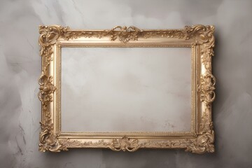 A vintage ornate frame with gilded edges, showcasing the delicate artistry of a bygone era against a pristine background. generative AI