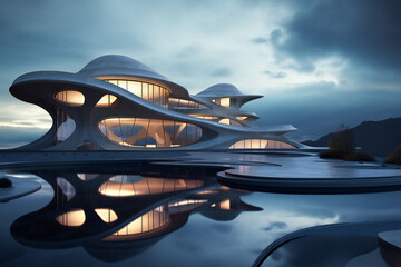 Modern futuristic architecture composition