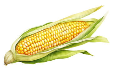 Watercolor illustration of corn isolated on transparent background