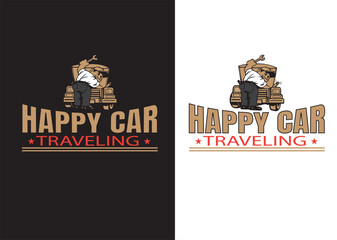 T shirt design“Happy car traveling”