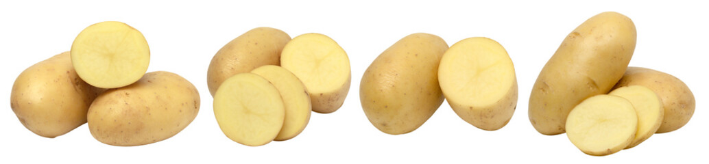 young potatoes and sliced isolated, transparent PNG, collection, PNG format, cut out