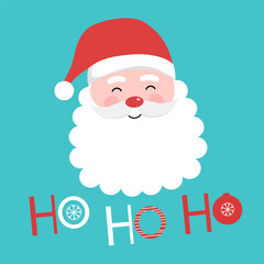 Cute Santa clause with ho ho ho typography in flat design.