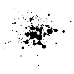 abstract of ink stroke and ink splash for grunge design elements. Black paint stroke and splash texture on white paper. Hand drawn illustration brush for dirty texture.
