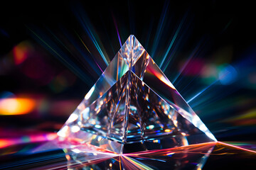 crystal prism with light refraction