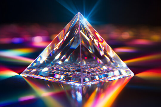 crystal prism with light refraction