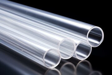 Clear tube for potable liquid, dark high-density polyethylene conduit. Generative AI